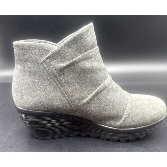 Skechers Women’s Gray Suede Parallel Triple Threat Bootie Boots Wedge Sz 9.5 - Picture 9 of 14